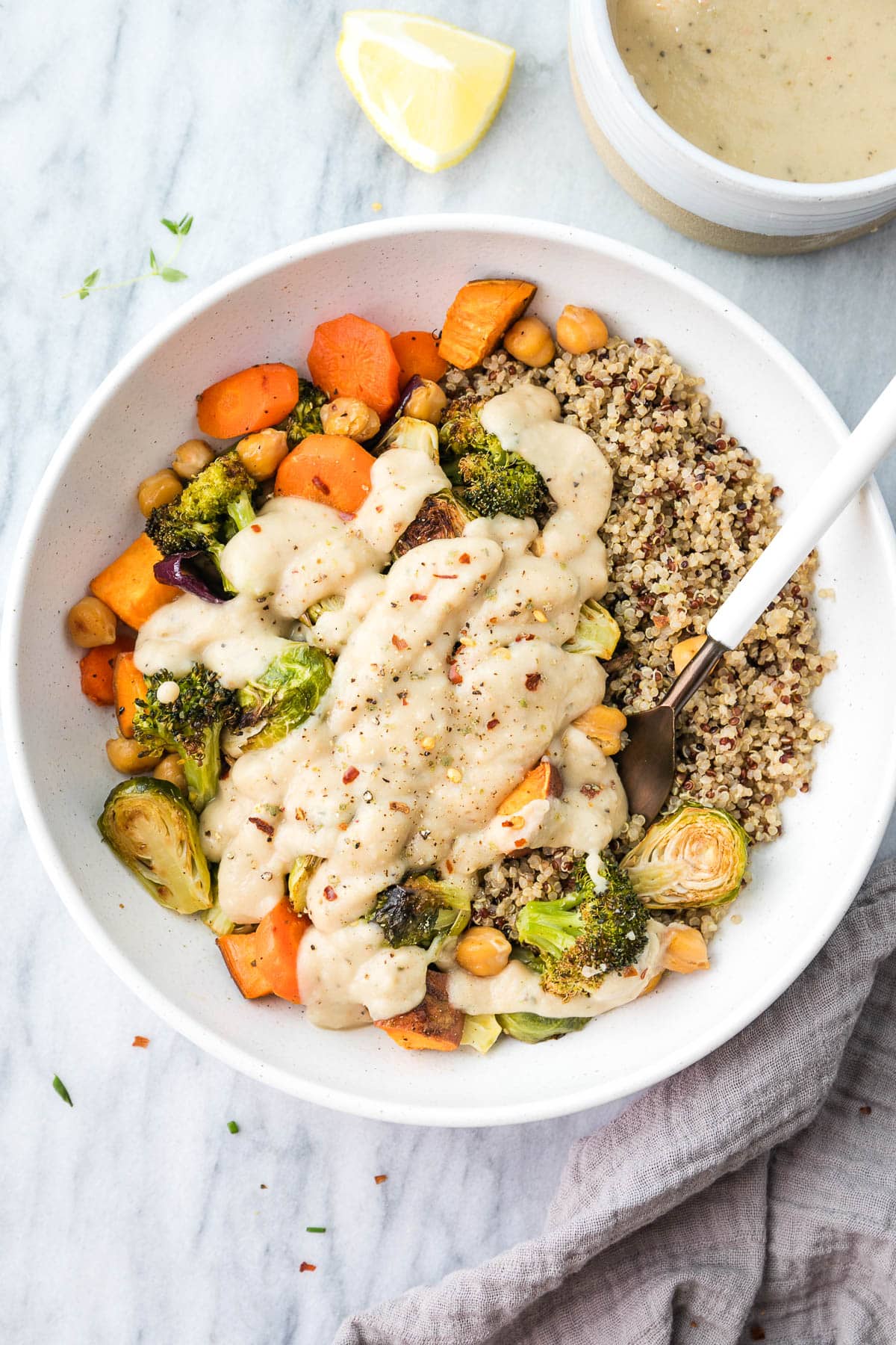 Roasted Veggie Bowl + Lemon Cannellini Sauce (Cozy & Healthy)